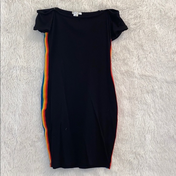 black dress with rainbow stripe
